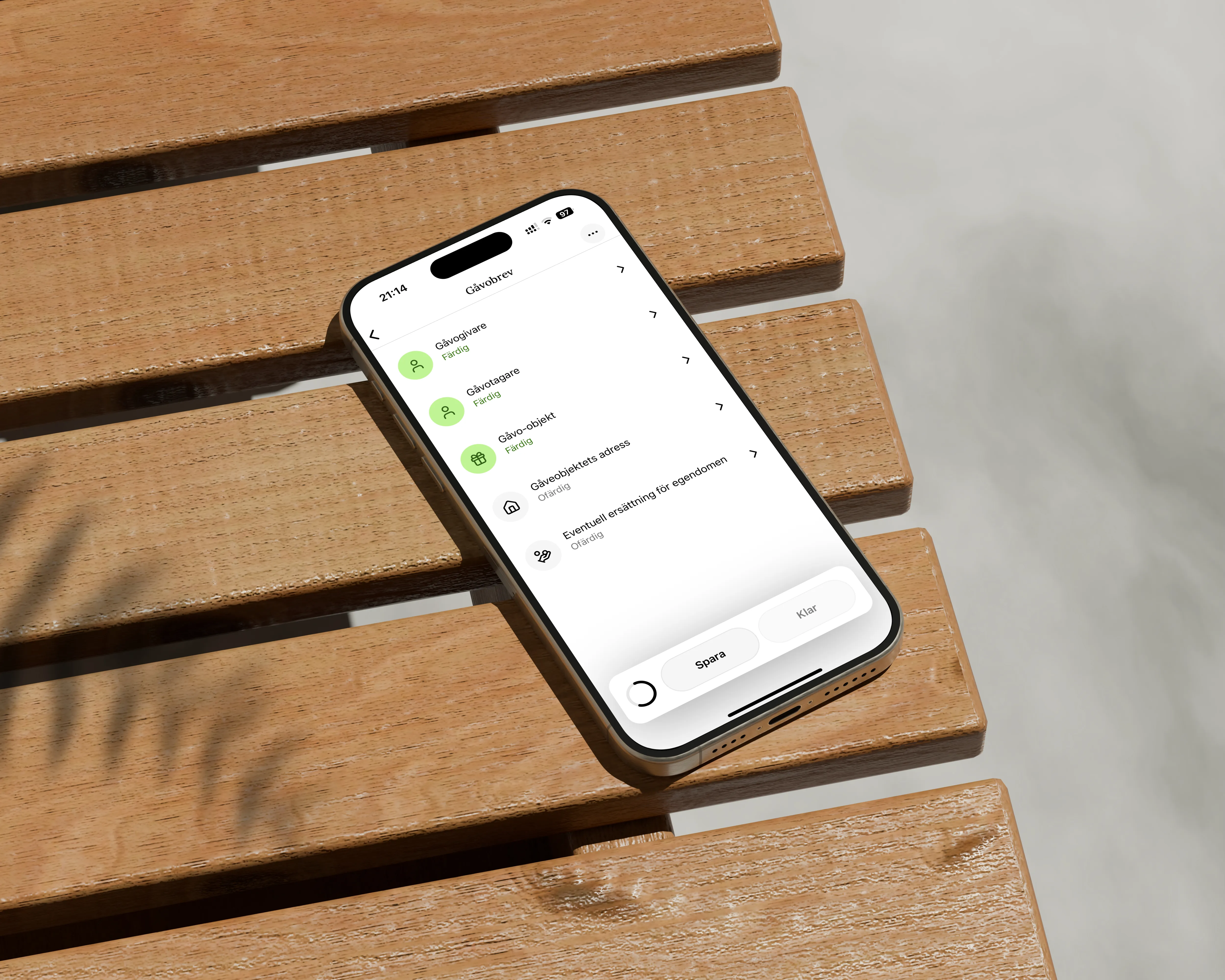Screenshot of the app